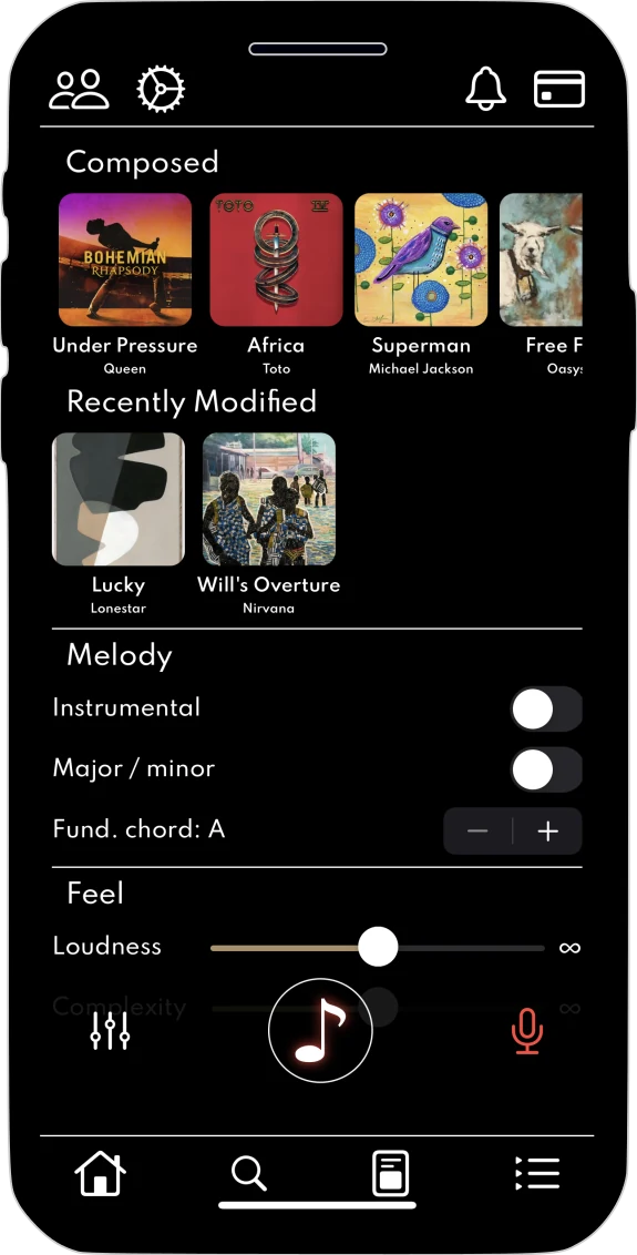 aMUZE iOS prototype creation screen