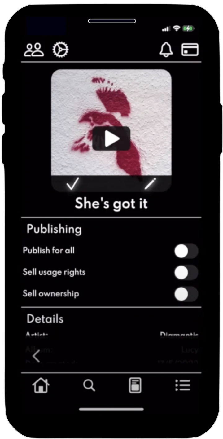 aMUZE iOS prototype generated song screen